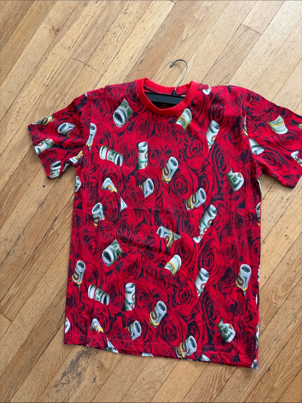 Red Rose & Money Print Graphic Tee
